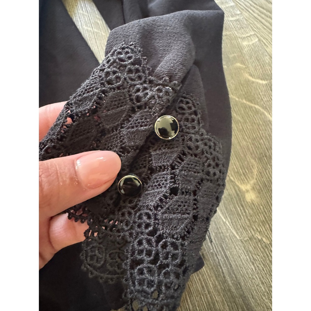 Sezane Abelia Wrap Blouse French 36 Black Lace Cuff Button Detail NWOT - Picture 2 of 4